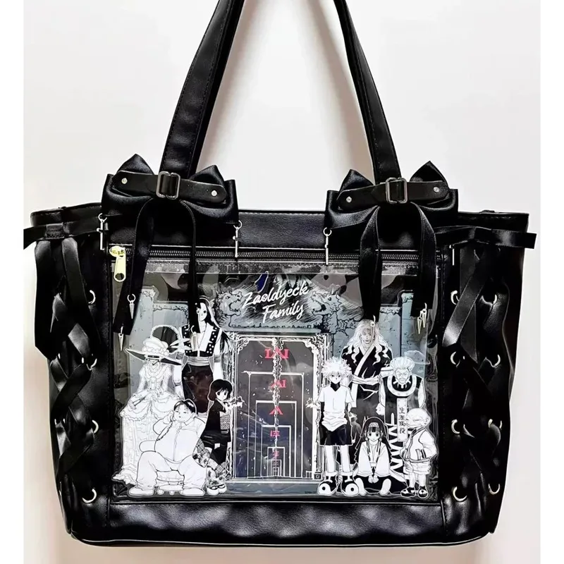 nouveau sac ita japonais mignon et élégant avec ruban, sacs à main transparents pour filles lolita, sacs fourre-tout tendance de grande capacité, sacs à bandoulière esthétiques