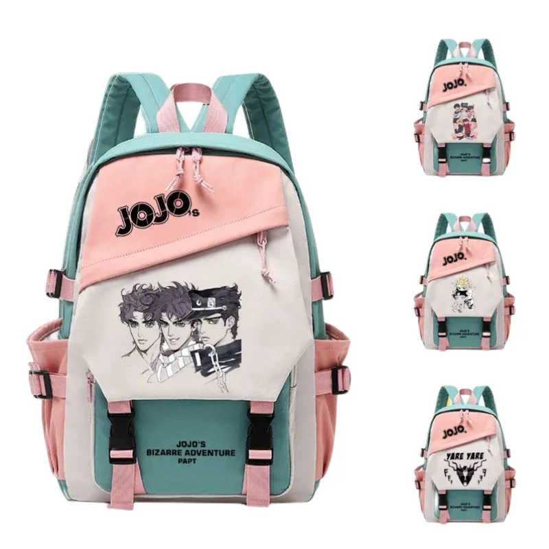 kujō jōtarō anime jojo's bizarre adventure sac à dos étudiant sac d'école toile adolescents sac à dos de voyage en plein air cadeau de mode