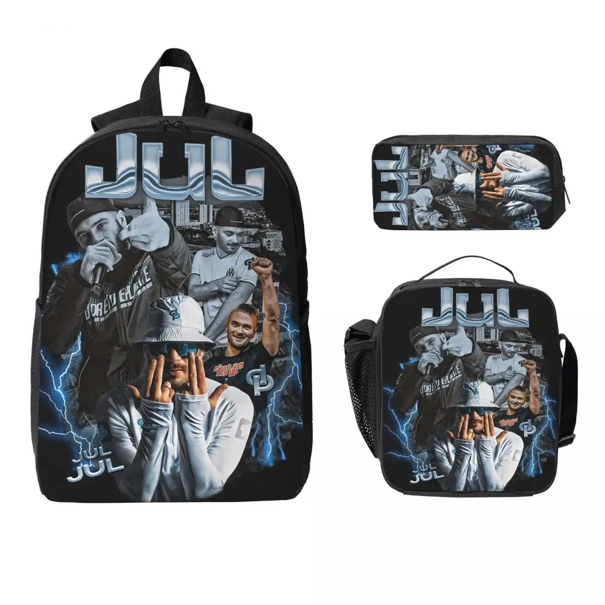 jul bootleg sac à dos étudiant garçons filles bookbag sac d'école ordinateur sacs à bandoulière 3ps sac à déjeuner isolé trousse à crayons