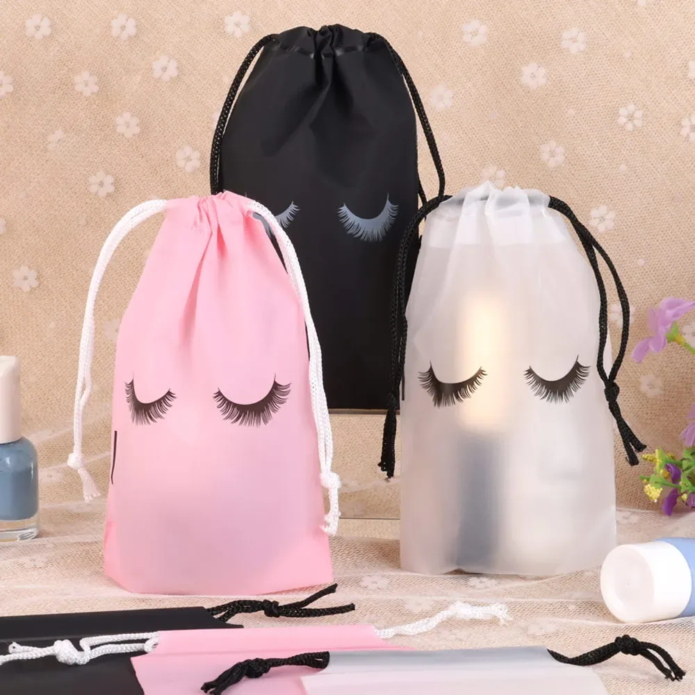 sacs de rangement pour soins post-cils, 30 pièces, avec cordon de serrage, pochette d'emballage de voyage en plastique eva étanche, accès aux extensions de cils