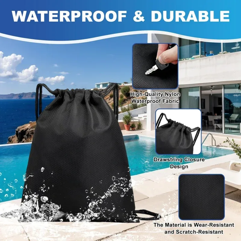 lot de 2 sacs à dos à cordon de serrage en polyester 210d résistant à l'eau, sac de sport léger pour voyage, école, camping