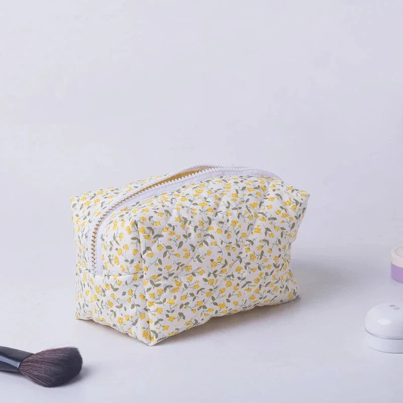 organisateur de rangement, trousse de maquillage matelassée florale, pochette cosmétique imprimée de fleurs, grande trousse de maquillage de voyage, accessoire de maquillage
