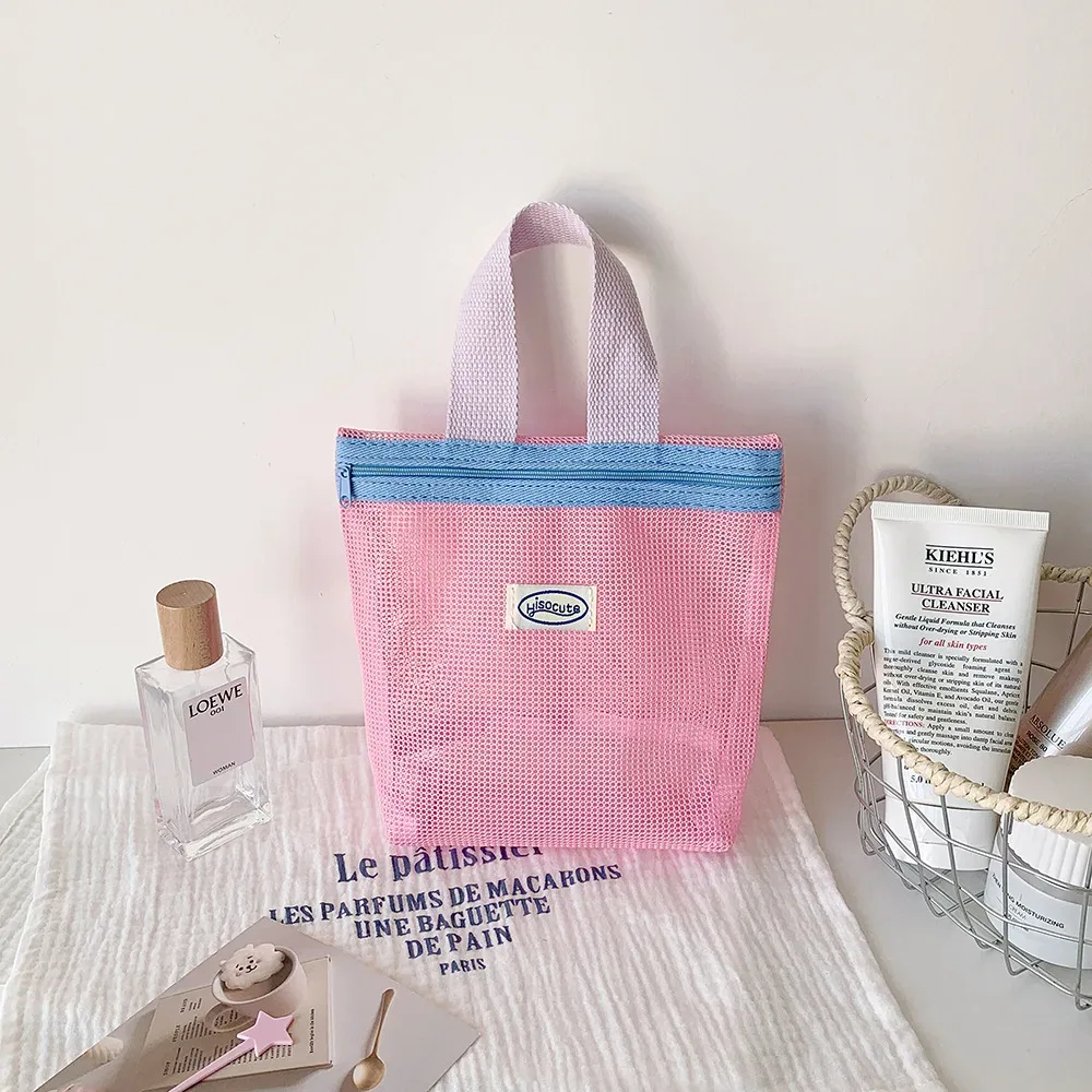 sac à main en maille, sac de maquillage, pochette de maquillage pour femmes, sac de lavage portable, sac de plage, clé mobile, sacs de rangement pour petits articles, organisateur