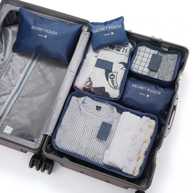 organisateur voyage nylon rose bandes noires lettres dorées résistant polyvalent sac compression cube sacs voyage