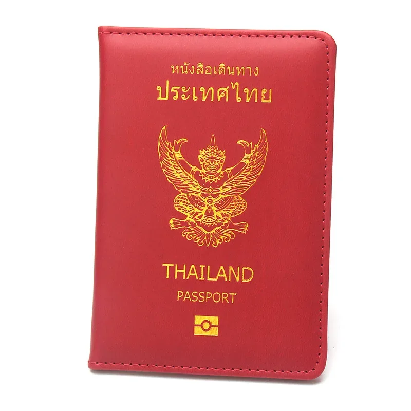 couverture de passeport thaïlandais en cuir pu, portefeuilles de protection pour passeport, porte-documents de voyage pour thaïlandais