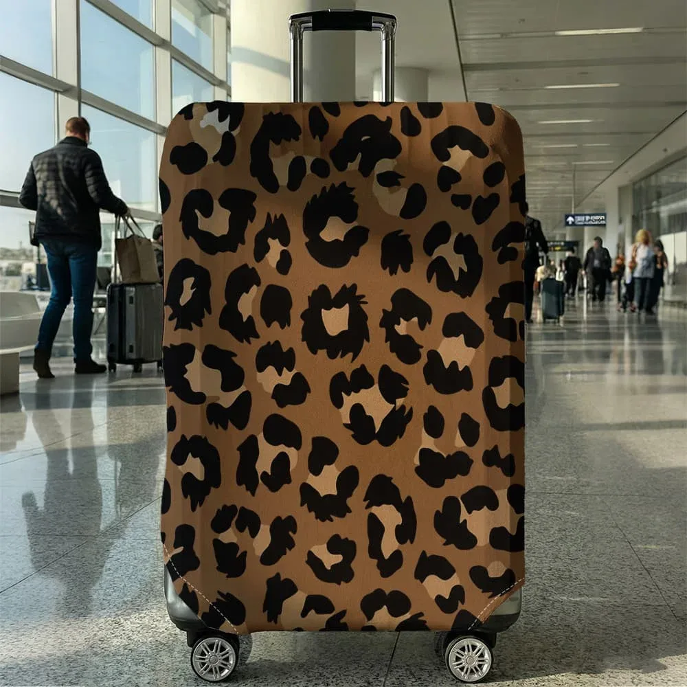 housse de valise beige à imprimé léopard, convient aux bagages de 18 à 32 pouces, protège-poignée de valise, accessoires de voyage