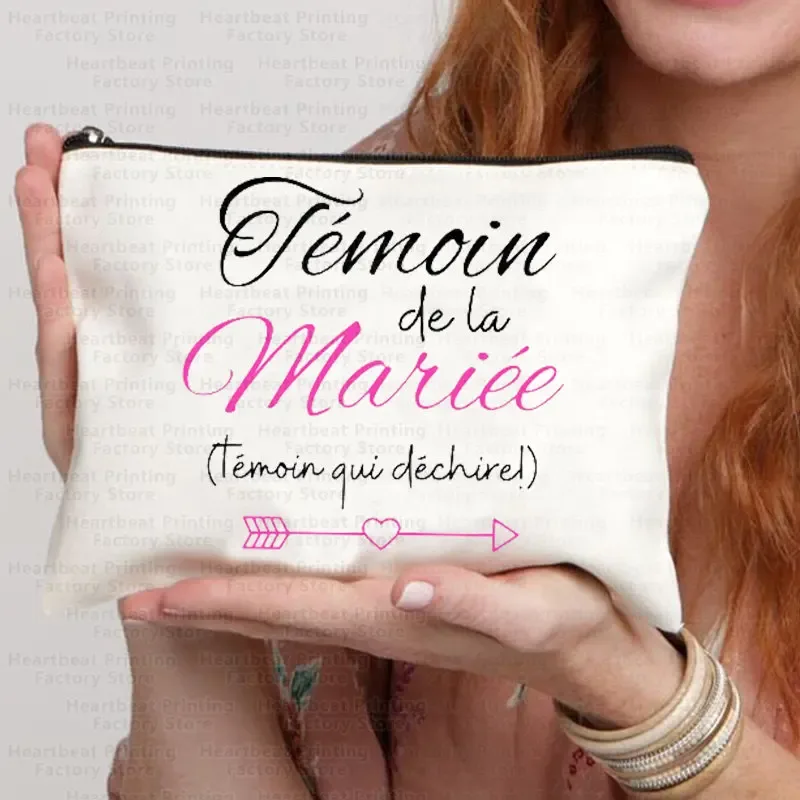 témoin sac de témoin nom doré sac cadeau de mariage kit d'enterrement de vie de jeune fille sac sacs de maquillage sacs de toilette de demoiselle d'honneur merci sac cosmétique