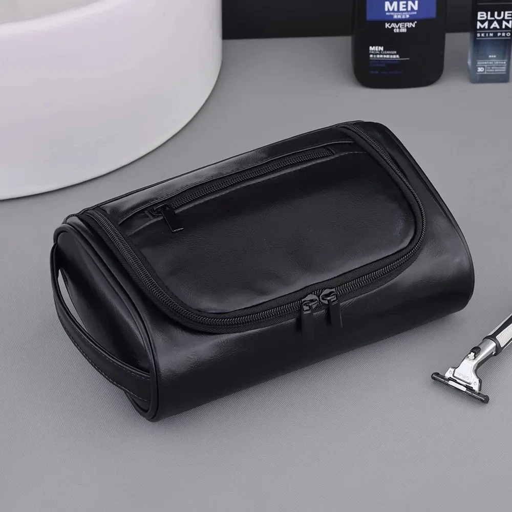trousse de toilette de voyage de haute qualité pour femmes et hommes, sacs à cosmétiques rétro en cuir pu, trousse de maquillage de voyage étanche
