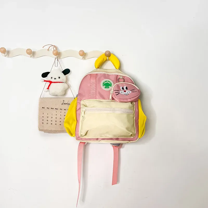 sac à dos pour enfants, nouvelle collection coréenne, décontracté, color block, en coton, avec poignée, pour la maternelle, léger, en promotion de la saison
