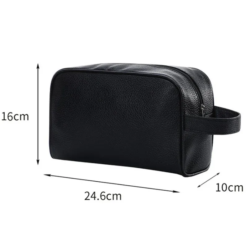 sac à cosmétiques en toile décontracté avec poignée en cuir, sac de voyage pour hommes, lavage, rasage, femmes, rangement de toilette, sac de rangement étanche