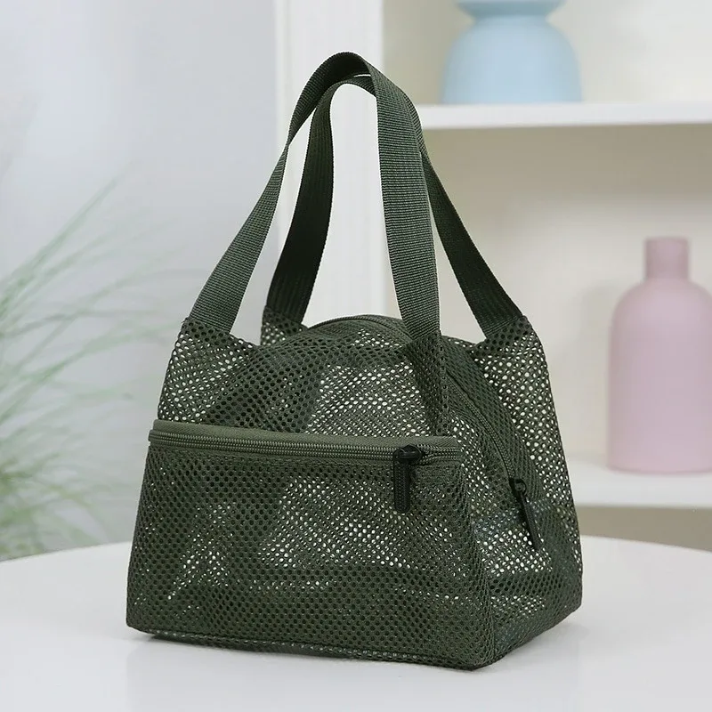 sac de voyage en maille de couleur unie, trousse de toilette portable de grande capacité pour le sport, la natation, le rangement des cosmétiques, organisateur léger, 1 pièce
