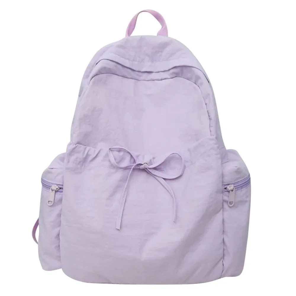 sac à dos mignon avec nœud, couleur unie, cordon de serrage, grande capacité, léger, pour étudiants, école, voyage