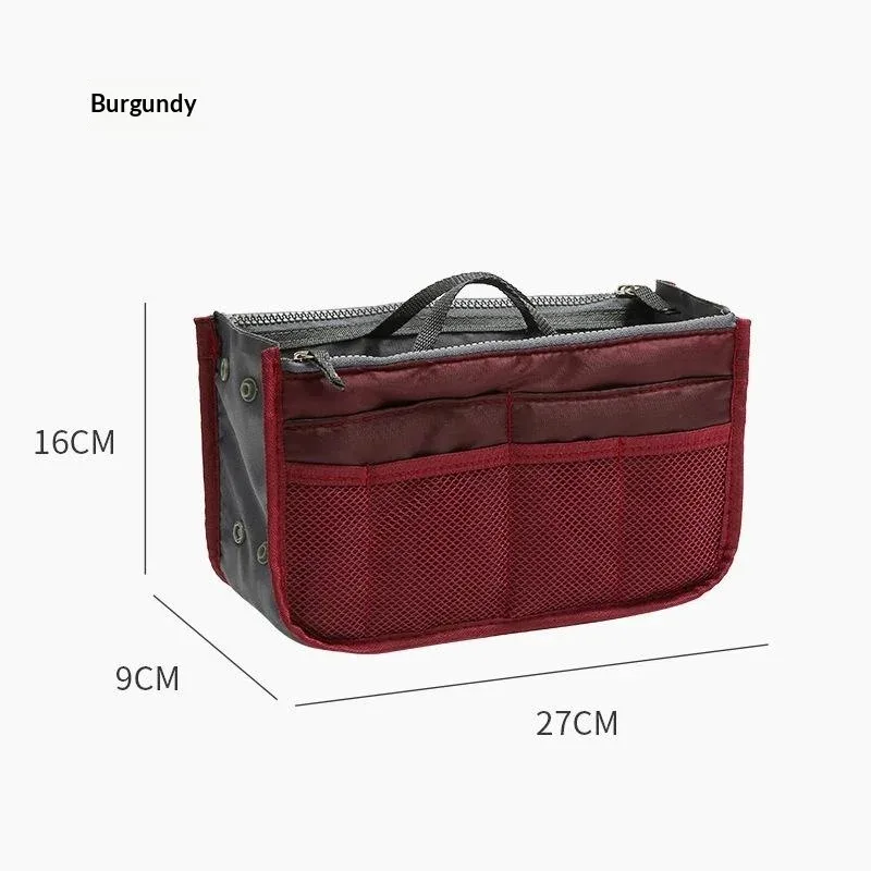 sac de rangement multifonctionnel à double fermeture éclair, grande capacité, pour le rangement et la classification des articles de maquillage et de toilette