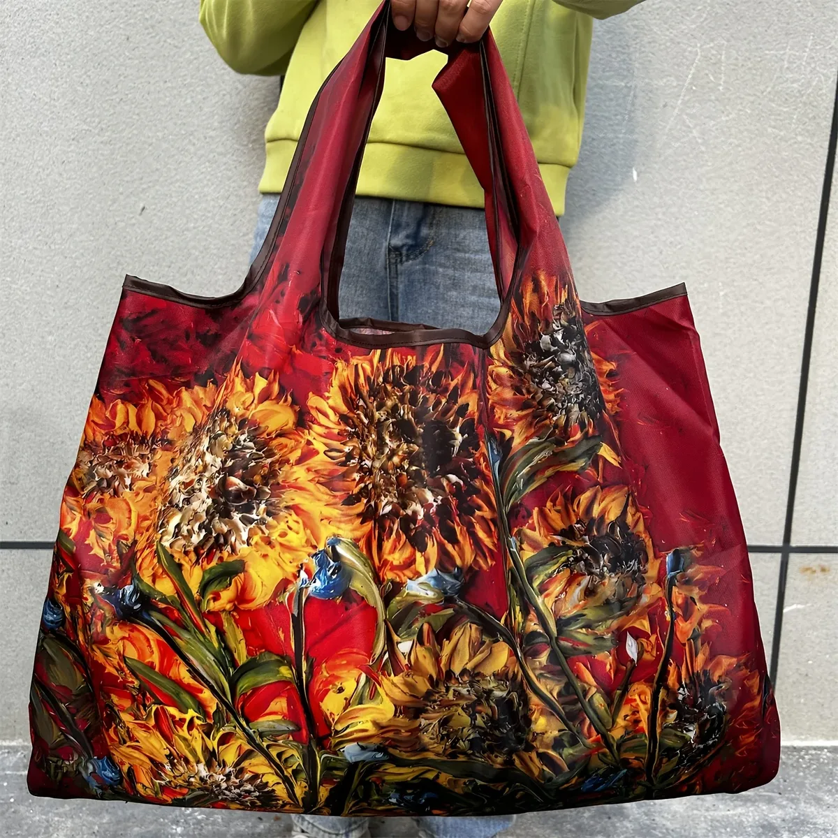 grand sac de courses pliable, nouvelle mode, sac de rangement d'épicerie réutilisable, sac à main à bandoulière portable en nylon pour voyage, fourre-tout de poche