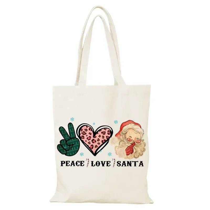 nouvel an cadeau homme sac fourre-tout femme joyeux noël femmes sac à provisions sac de cours sacs à main sacs en tissu eco shopper toile dame