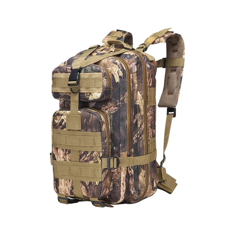 sac dos nylon camouflage vert beige marron compact 20 35 litres ventilation ceinture coussin air poche intérieure fendue poignée souple extérieure bandes ajustables