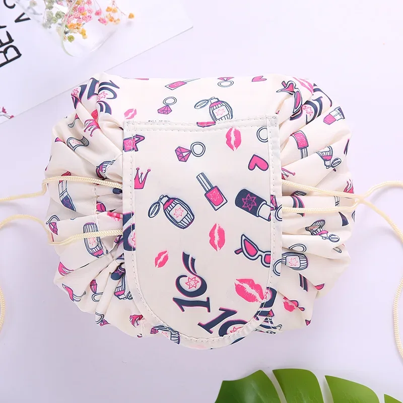 sac à cosmétiques à cordon de serrage pour femmes, sac de rangement de voyage, sac de maquillage, organisateur, pochette de maquillage portable étanche, trousse de toilette et de beauté