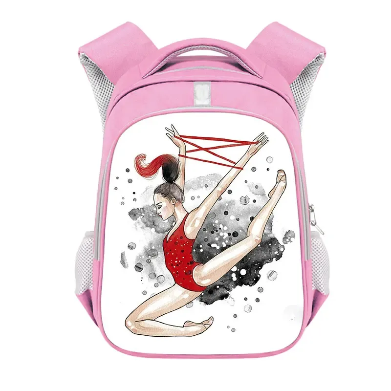 sac à dos imprimé de gymnastique rythmique pour filles, sac d'école de 13 à 16 pouces, sac de rangement de voyage de grande capacité, sac à dos d'athlète de danse
