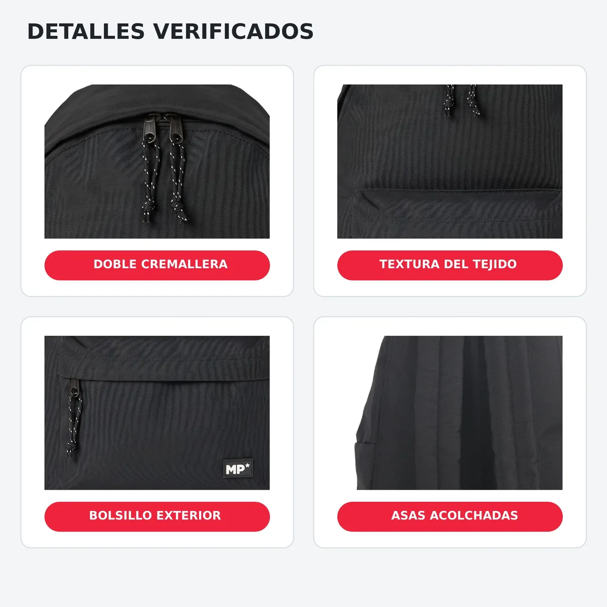sac à dos scolaire décontracté noir mp 35x24x43cm | poignées et dos rembourrés, plusieurs compartiments et poche latérale | sac à dos basique durable pour l'école, l'université, les voyages et le bureau