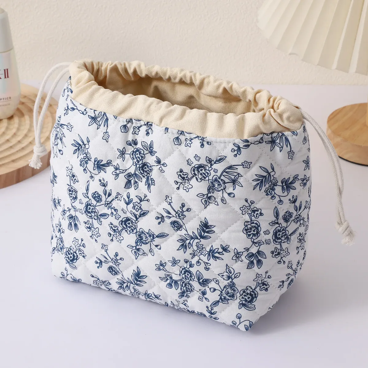 sac de rangement portable de voyage grande capacité avec cordon de serrage, en forme de coquille, mignon, de niche, pochette de rangement polyvalente en coton