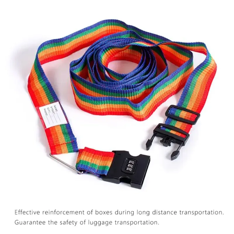 sangle de bagage en nylon à verrouillage par mot de passe à 3 chiffres, ceinture croisée, emballage réglable, sangle de valise de voyage, environnement de bagages