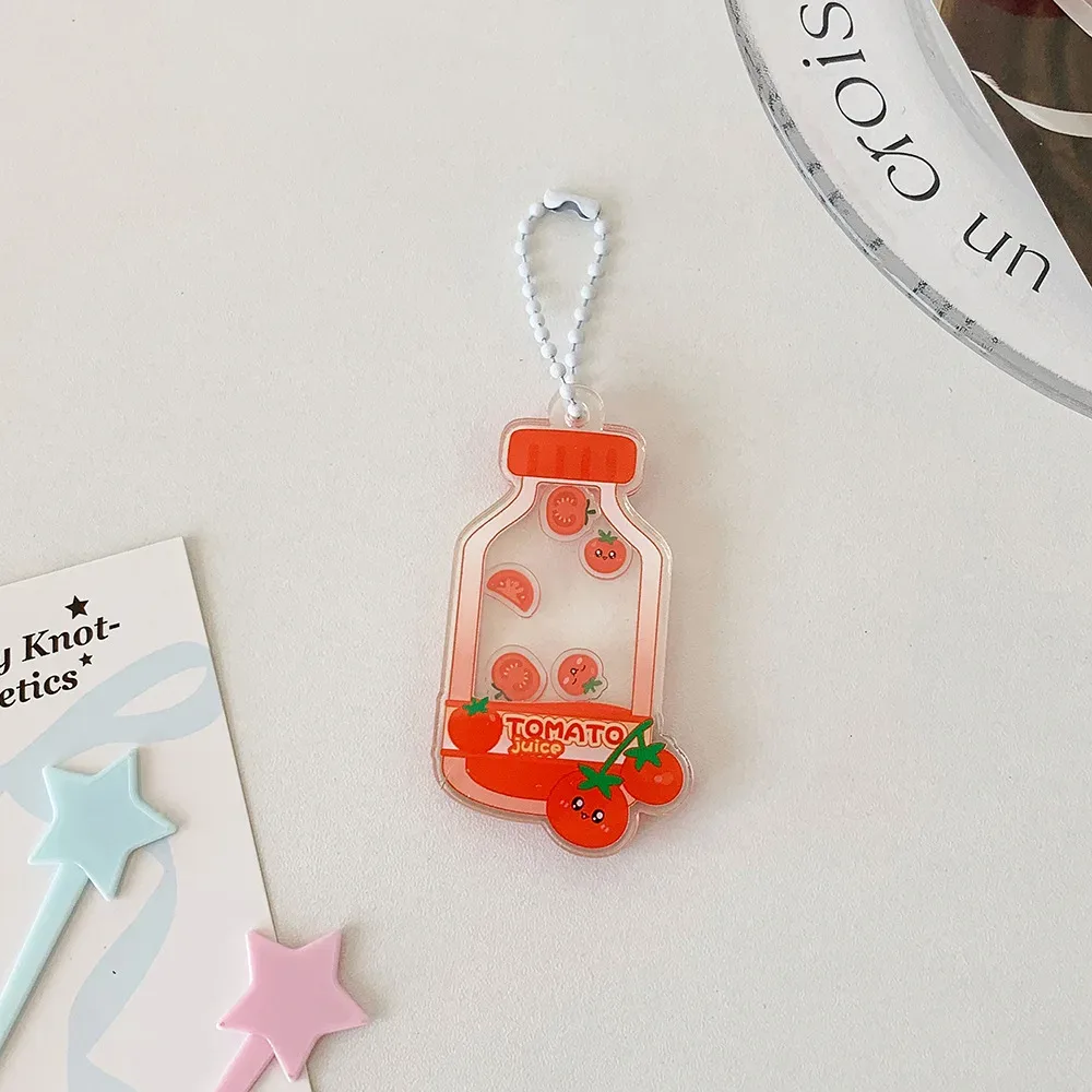 porte clés bouteille bulles tomate rouge plastique cartoon ornement décoratif accessoire cadeau sac dos jaune rose blanc verte bleue