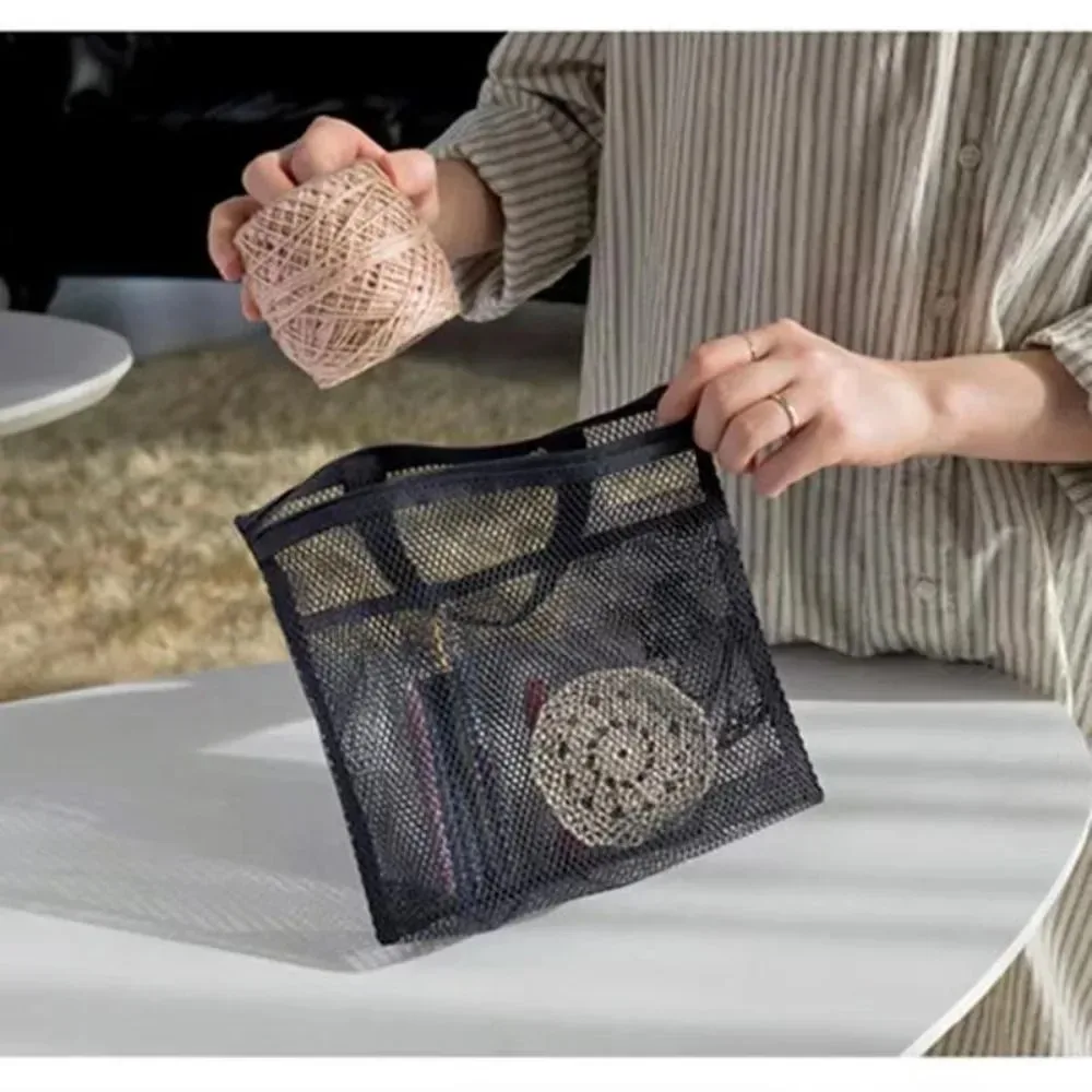 sac de douche de rangement de voyage en maille, sac de toilette de plage, sac à cosmétiques, sac à main en maille, sac de rangement d'articles de toilette pour l'extérieur suppleis