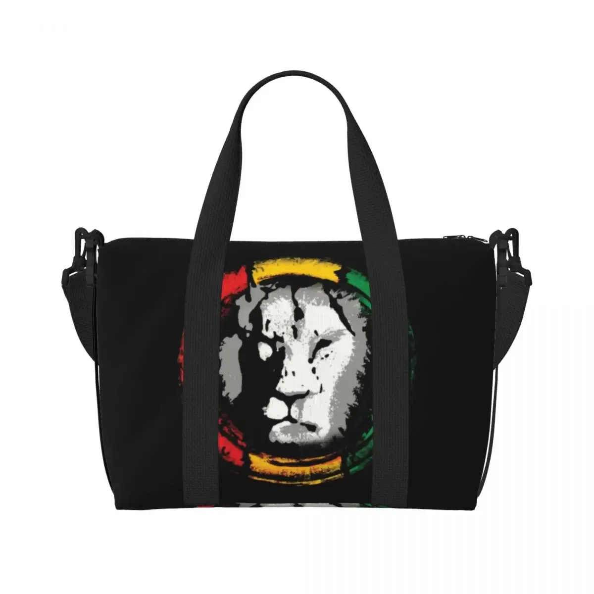 grand sac fourre-tout personnalisé rasta feel discuter of judah pour femme, jamaica rastafarian reggae shopping initié gym beach travel bag