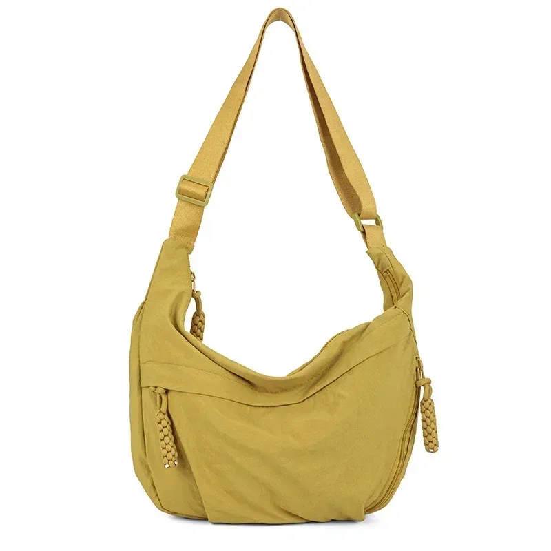 sac à bandoulière en tissu doux pour femmes, couleur unie, style étudiant décontracté, grands sacs à main, sacs hobos pour femmes