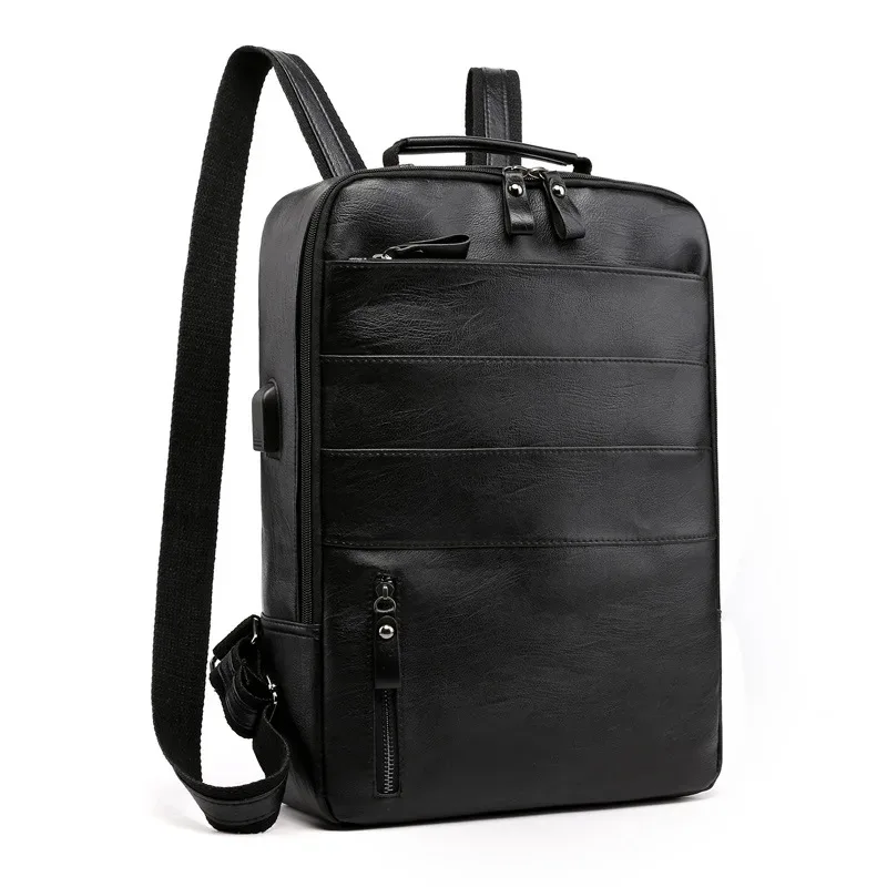 sac d'ordinateur pour affaires et loisirs, sac à dos rechargeable par usb, modèle tendance pour hommes, sac à dos de sport d'extérieur, sac à dos de voyage de grande capacité.