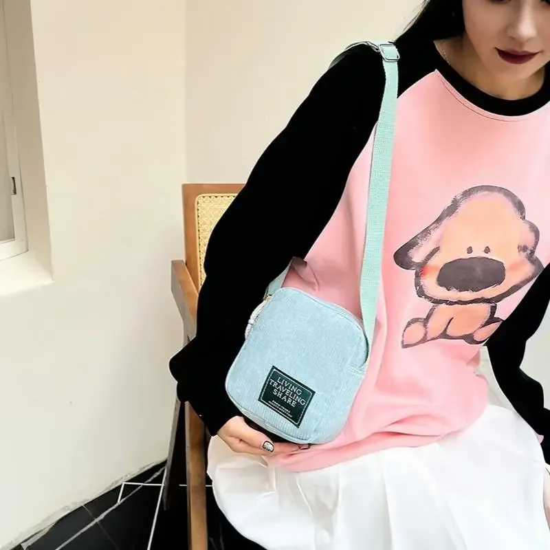 petit sac bandoulière en velours côtelé, sangle réglable, plusieurs options de couleurs, pour un usage quotidien, les voyages et le shopping