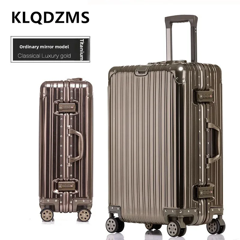 klqdzms valise de haute qualité tout en aluminium et alliage de magnésium boîte d'embarquement boîtier de chariot d'affaires pour hommes 20 "24" 26 "29 pouces bagages