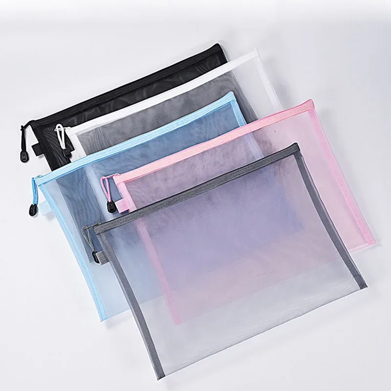 sac à cosmétiques en maille transparente pour femmes, trousse de maquillage à fermeture éclair décontractée, sacs de rangement pour fichiers de toilette, poudres, voyage, évaluation, stockage, 1 pièce