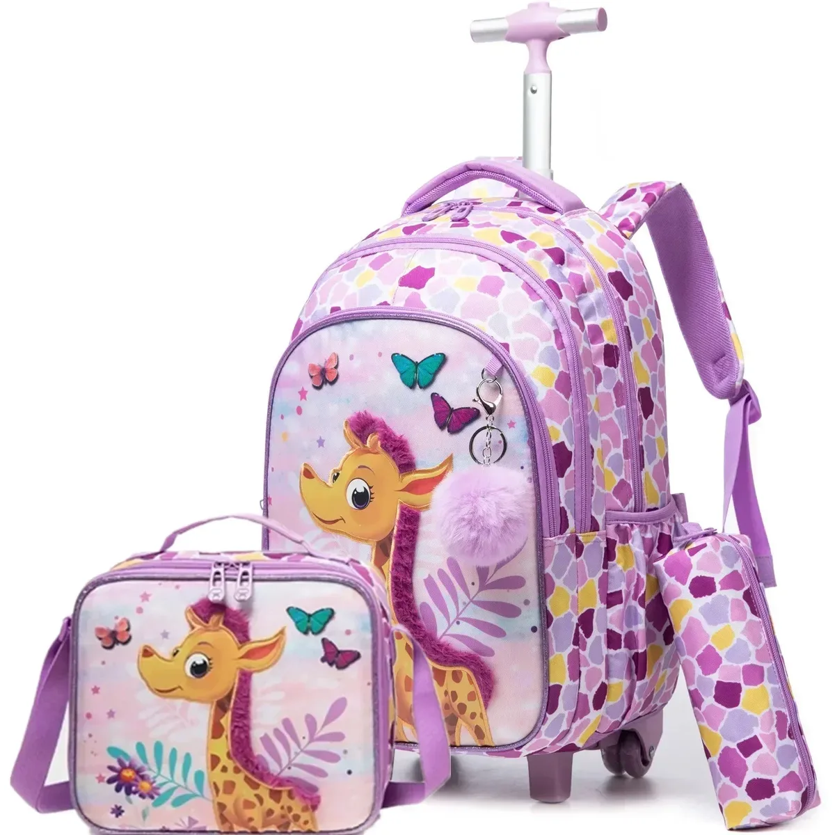 sac dos polyester toile dessin animé bleu pastel coeurs dorés love scolaire transport voyage filles