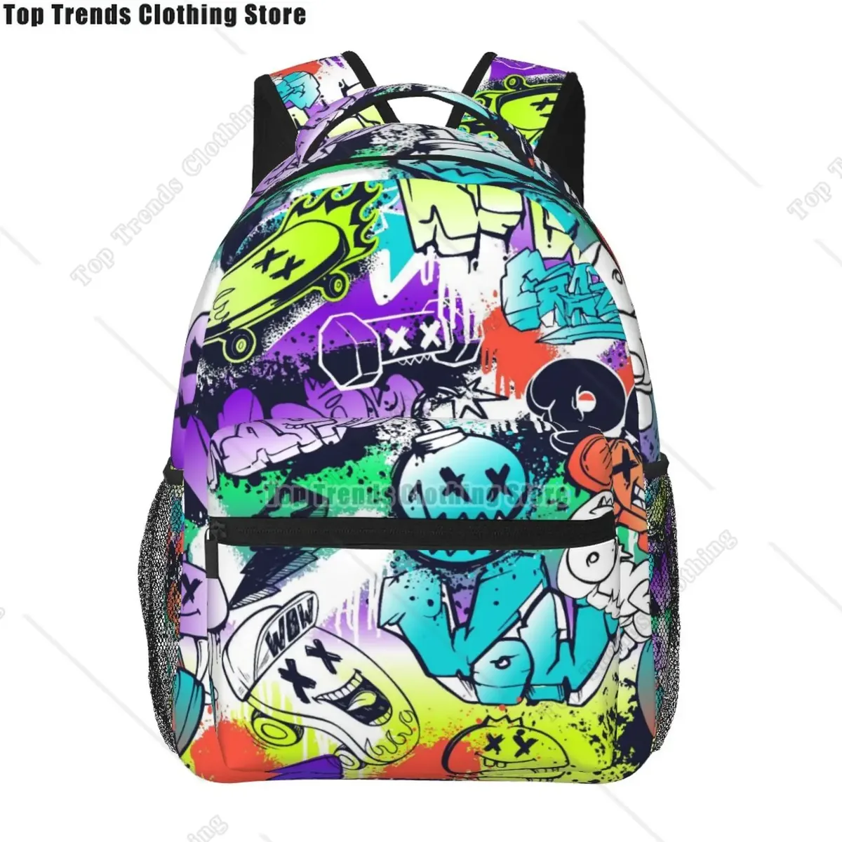 sac dos polyester imprimé graffiti omg savage symboles coeurs unisexe voyage école ordinateur portable