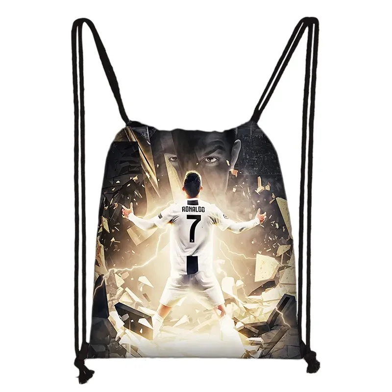 sac à cordon imprimé football star, léger et durable, sac de rangement pour le sport, le fitness et le yoga