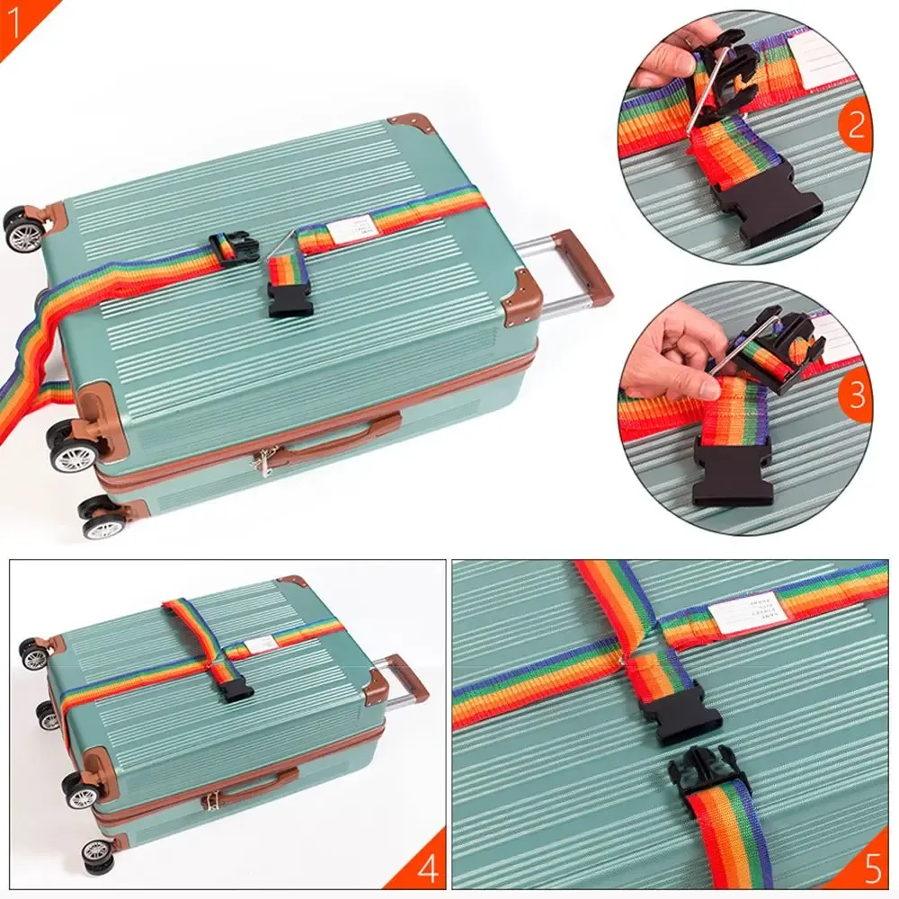 sangle de bagage réglable, ceinture croisée, accessoires de voyage, sangle de valise, arc-en-ciel, environnement d'emballage de bagages