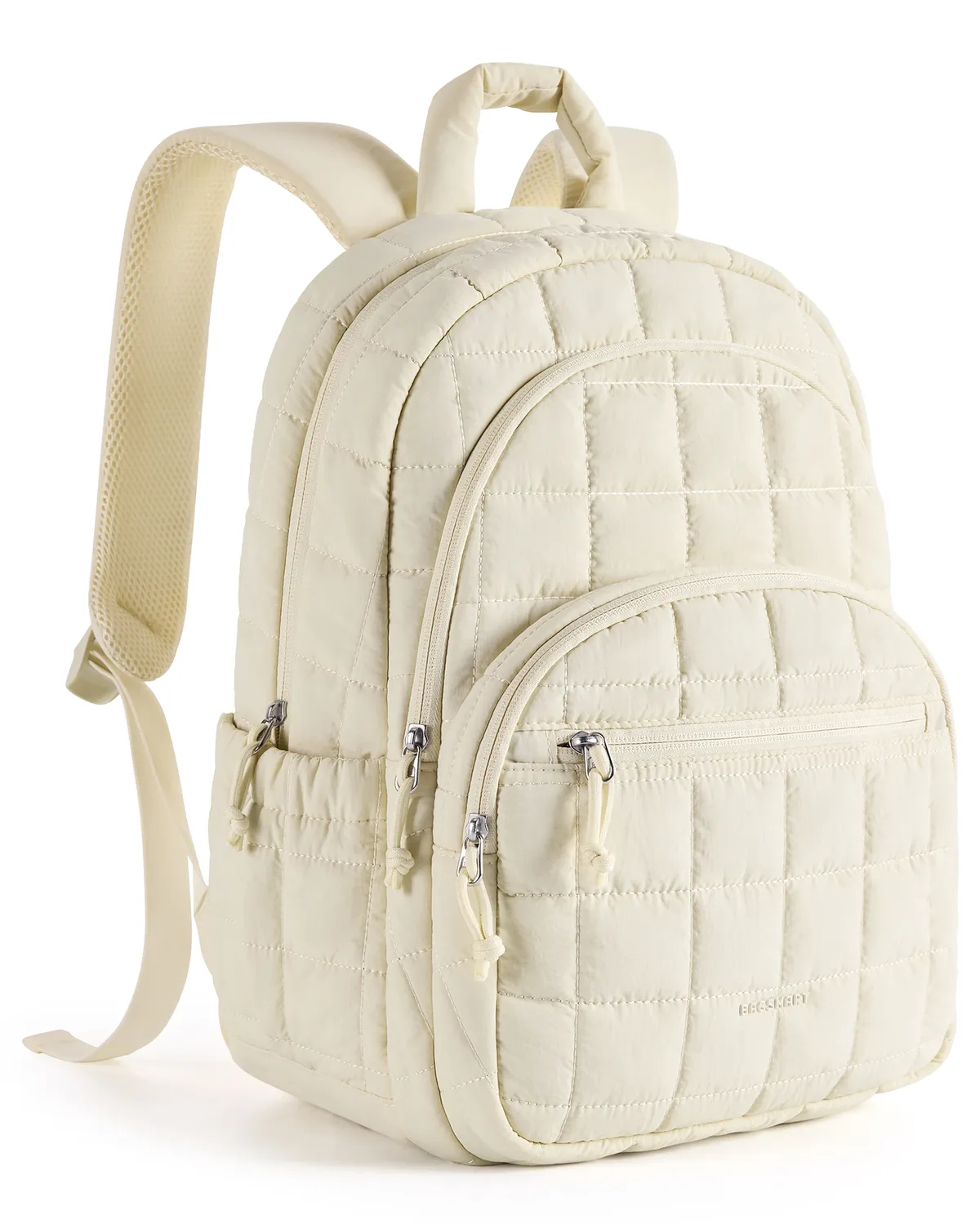 sac dos nylon beige carreaux 20 35 litres bandes soutien ventilées poignée souple compartiment téléphone portable courbe physiologique dos