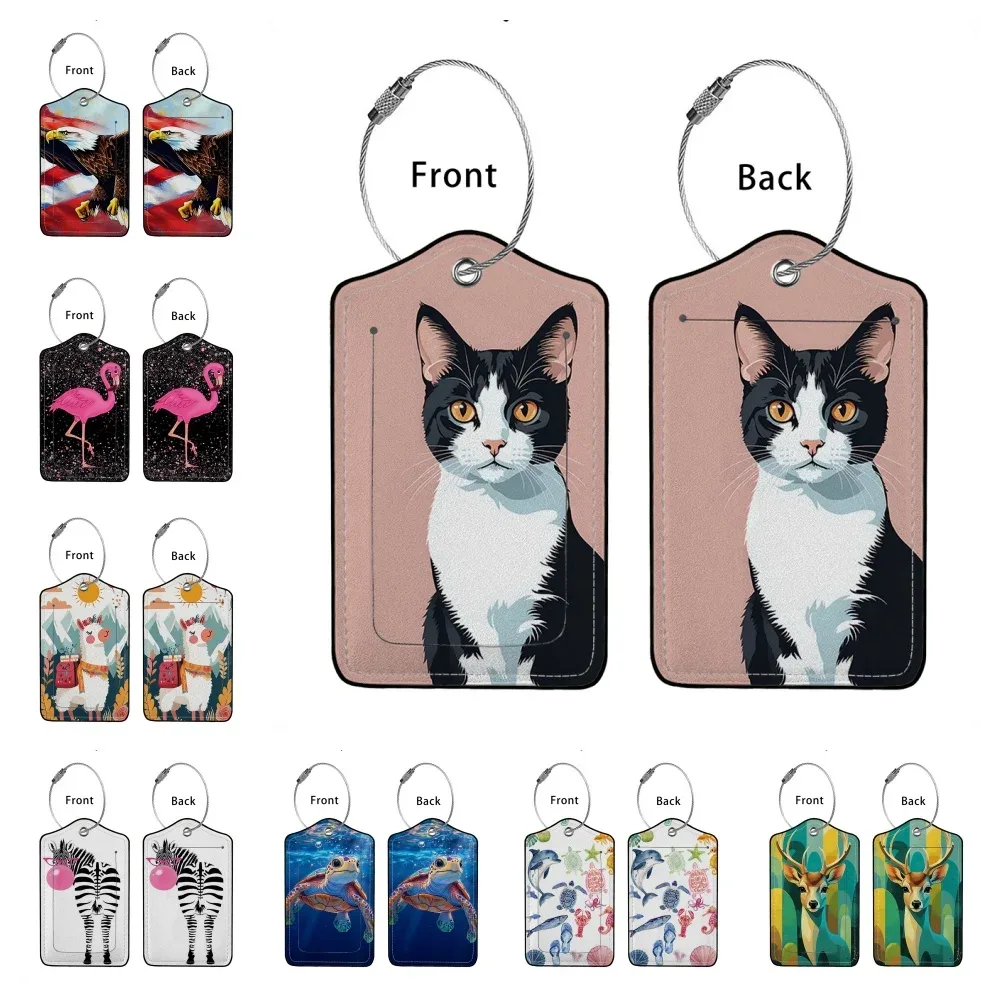 offre spéciale animaux mignons en cuir étiquette de bagage d'affaires étiquette d'adresse de valise étiquette de valise d'embarquement étiquette nom id adresse clip