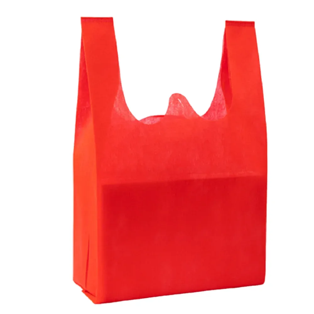sac de courses non tissé de couleur unie, grande capacité, sac à main épais et écologique, sac fourre-tout portable et pratique, réutilisable, 50 pièces