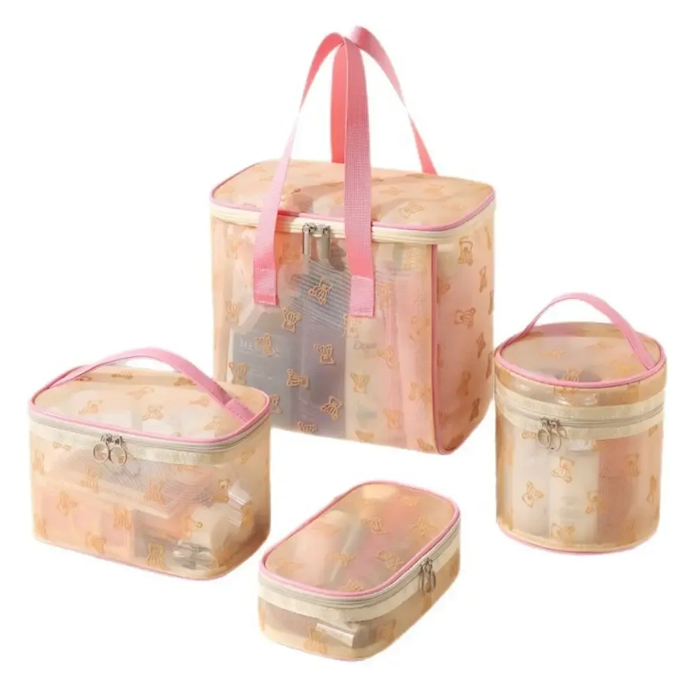 sacs à cosmétiques en maille grande capacité, pochette de rangement multifonctionnelle pour articles de toilette, fermeture éclair avec poignée, organisateur d'objets divers pour le camping