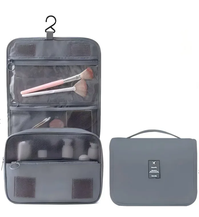 sac de toilette portable à crochet, multifonctionnel, imperméable, résistant à l'usure, rangement multicouche, grande capacité, trousse de maquillage