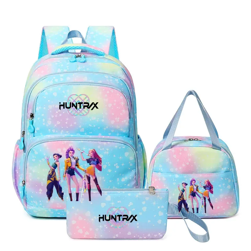 kpop demon hunters – sac à dos pour ordinateur portable pour filles, 3 pièces, sac à dos huntr/x pour adolescents, garçons et femmes, mochila de voyage pour usage quotidien