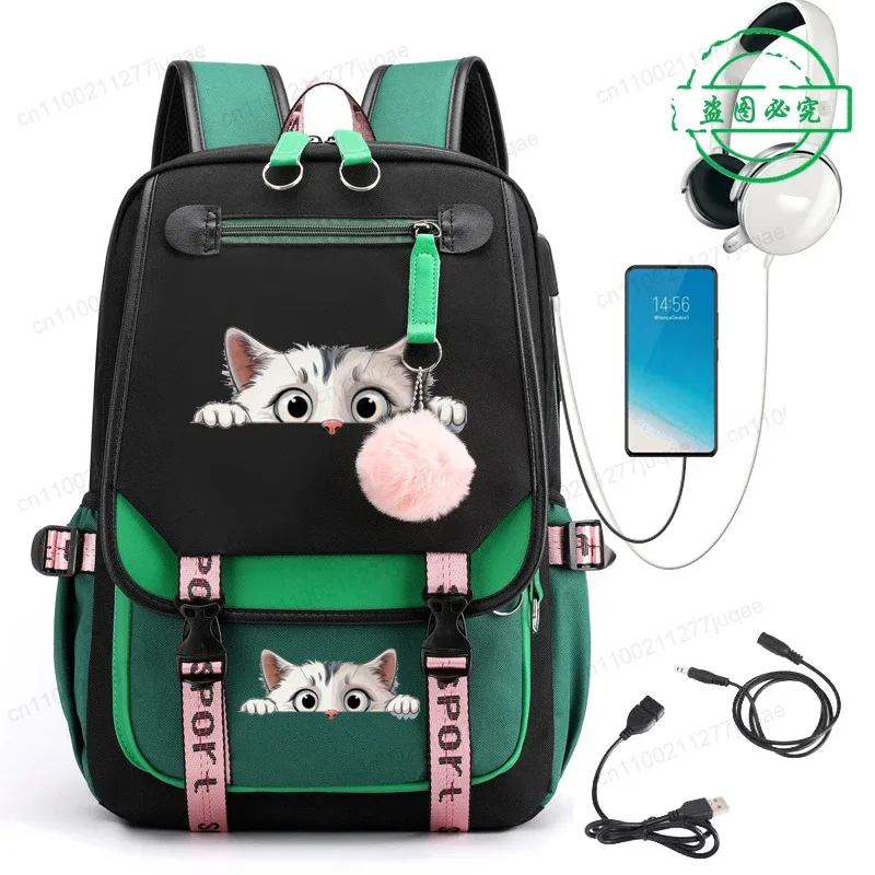 sac à dos kawaii chat de dessin animé tendance anime pour adolescentes et adolescents, sac d'école, sac de voyage pour ordinateur portable