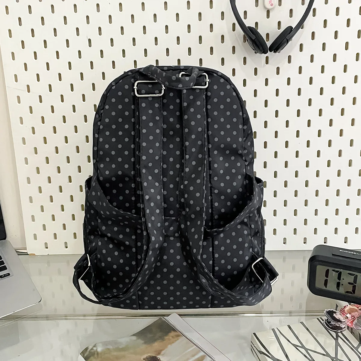 nouveau sac à dos coréen à pois pour femme 2026 – style preppy polyvalent et léger en nylon pour étudiants, voyages et loisirs