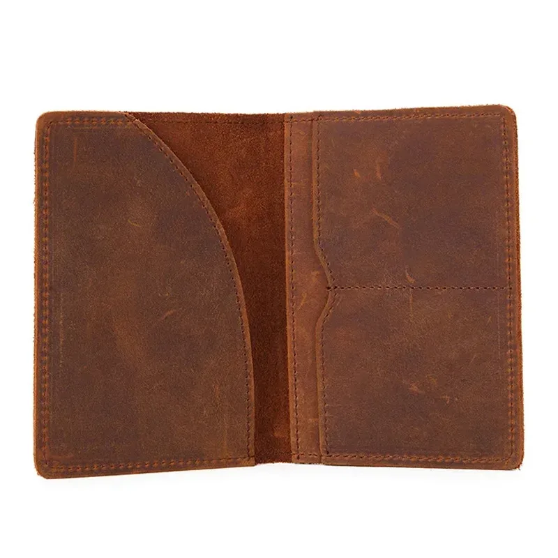 porte-passeport en cuir véritable unisexe, cuir de vache vintage, étui pour cartes de crédit, portefeuille de voyage pour hommes et femmes