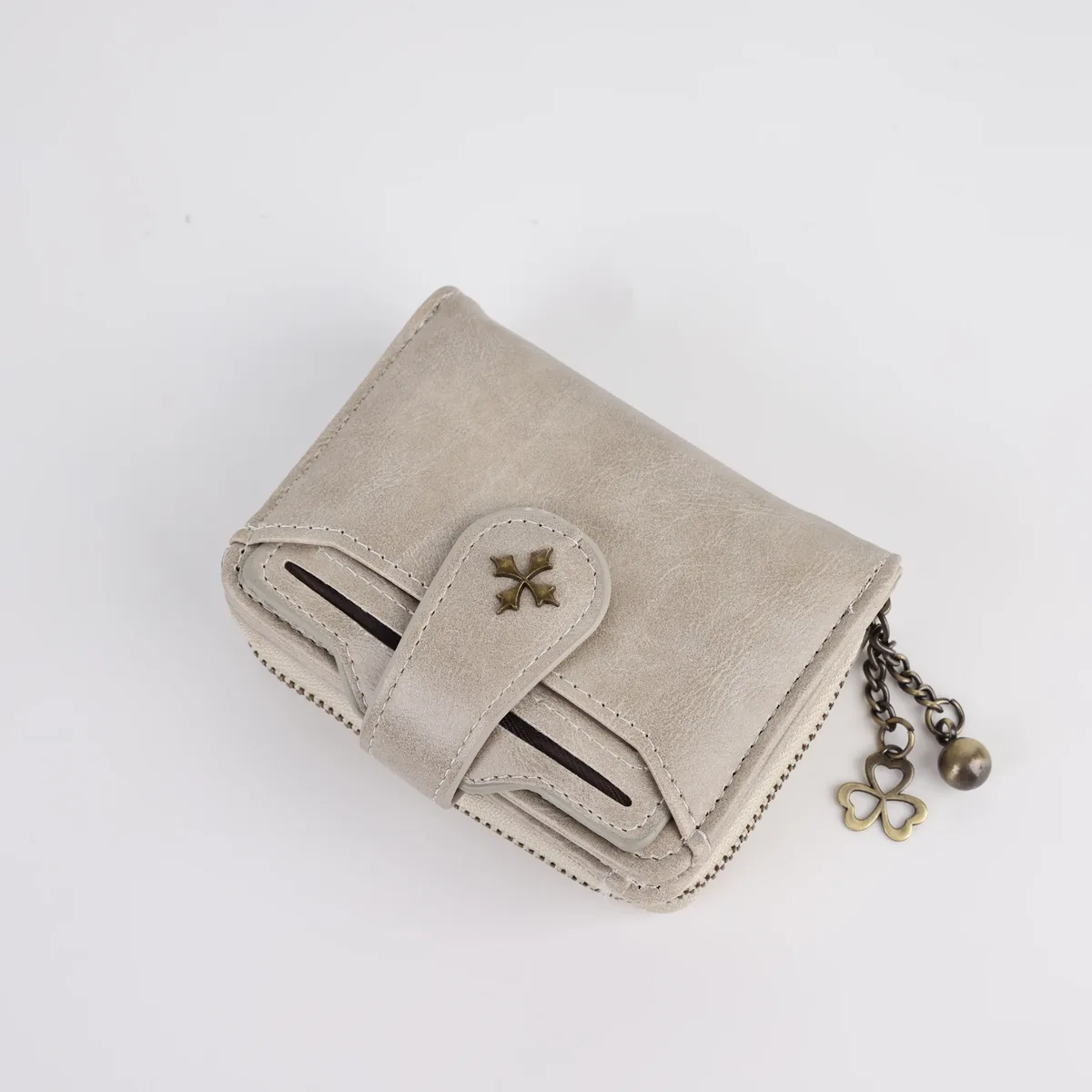 portefeuille court à boucle pour femme, mode européenne et américaine, fermeture éclair, pièce de monnaie, hectare