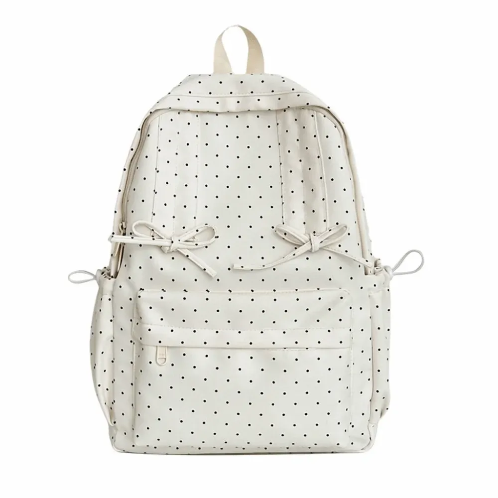sac à dos à pois élégant grande capacité léger et minimaliste avec nœud, durable, pour étudiants et usage extérieur