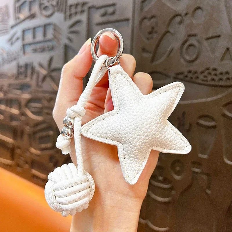 porte-clés tressé étoile pour femme, breloque de sac à main tendance, accessoire de sac personnalisé diy, petit cadeau, porte-clés pour sacs bandoulière