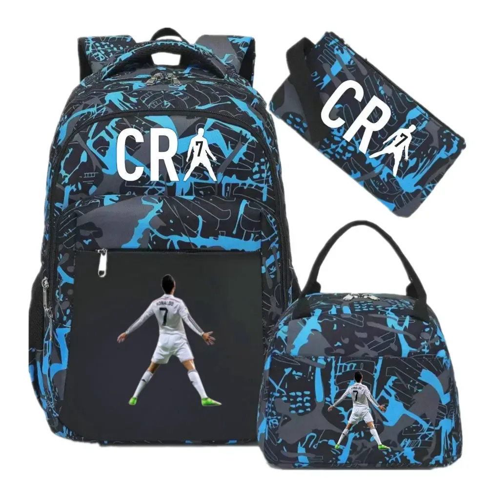 sac à dos pour ordinateur portable cr7, pour femmes et hommes, sacs à dos décontractés pour le sport et le football, sac à dos oxford pour femmes, sac d'école pour hommes, sac de voyage, mochilas 3 pièces